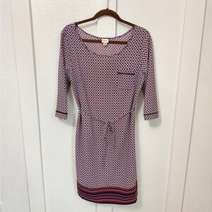 Merona Red and Blue Long Sleeve Dress